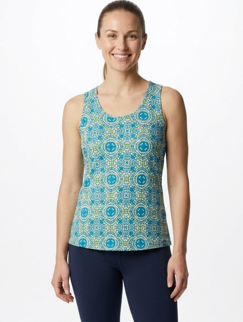 Columbia Omni-Wick Blue and Green Sleeveless Tank Top With Built in Sports Bra